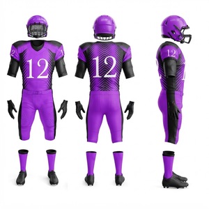 Custom Sublimation American Football Uniform <b>Purple</b> Black Men Adult Breathable Jersey Pants Helmet Gloves <b>Socks</b> Set - Product Image 6