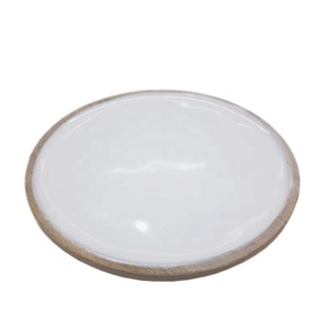 Vente en gros dernier bol rond en bois avec base de couleur marron et noyer saladier pour hôtels et décoration de mariage - Product Image 3