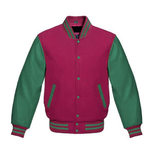 Chaqueta Estilo Universitario para Hombre en Verde Lima y Negro, Mangas Estilo Cuero, Ribete Acanalado a Rayas, Botones a Presión, Moda Urbana - Product Image 5
