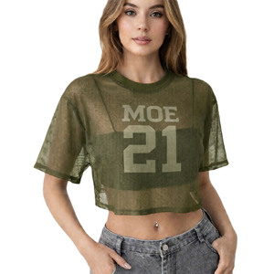 Camiseta Deportiva Corta de Malla Transparente para Mujer, Estilo Fútbol Americano, Transpirable, Ropa Urbana, Personalizable con Número, Fabricación de Prendas - Product Image 1