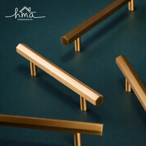 Modern Brushed <b>Brass</b> Cabinet Handle With Round Ball Ends Minimalist Drawer Pull Long Furniture Handle For Kitchen Cupboard - Product Image 2