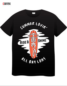 เสื้อยืดพิมพ์ลาย DTF สีดำแบบกำหนดเองสำหรับผู้ชายและผู้หญิง ดีไซน์ใหม่ โลโก้แบบกำหนดเอง สติ๊กเกอร์ DTF แบบรีดร้อน - Product Image 4