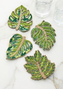 Premium Handmade <b>Beaded</b> Embroidery <b>Coaster</b> Set Durable Multicolor Table Decor At Best Price - Product Image 2