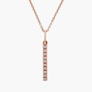 Mini Diamond Vertical Bar Pendant in Yellow Gold - Product Image 5