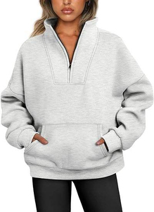Service OEM en gros – Nouveaux sweats à capuche demi-zippés de qualité supérieure pour femmes, en coton et polyester, pour l'hiver et les loisirs - Product Image 5