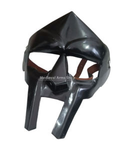 หน้ากากนักรบยุคกลางทำมือ สไตล์ MF Doom  วัสดุเหล็กกล้าดำ สำหรับผู้ใหญ่ ใช้สำหรับคอสเพลย์ งานแสดงบทบาทสมมติ และงานปาร์ตี้ - Product Image 1