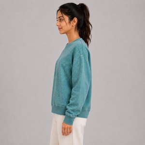 Sweat-shirt en coton pour femme, style délavé, avec imprimé respirant, confortable - Product Image 6