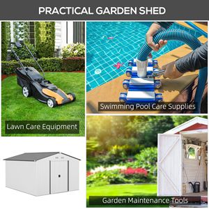 Casetta Attrezzi in Metallo da Esterno 11x9FT con Porte Scorrevoli e Prese d'Aria, Facile da Montare, Stile Moderno, Piccolo Ripostiglio per Patio/Giardino, Telaio in Lega - Product Image 6