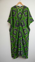 Robe Kaftan en Coton Fait Main pour Femme, Style Bohème Écologique Tie-Dye, Col en V, Manches Kimono Longues, Longueur Maxi, Respirante et Coupe Ample