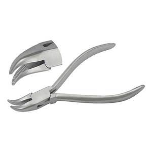 Alicates de punta curva de acero inoxidable de 130 mm con acabado mate, mordazas dentadas y herramienta de crimpado con resorte para fabricación de joyas, manualidades DIY y pesca - Product Image 1