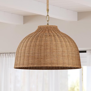 Abat-jour en rotin naturel style bohème, lampe suspendue en osier tressé, abat-jour fait main, lampe suspendue en osier tressé - Product Image 1