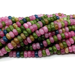 Perles de pierres précieuses en quartz multi-tourmaline naturel, lisses, en forme de rondelle, 8 mm, authentiques, polies, à grand trou - Product Image 2
