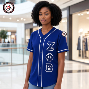 เสื้อเบสบอลแขนสั้นคอวีผ้าขนสัตว์ปักลาย Zeta Phi Beta Sorority สำหรับผู้หญิง |   ระบายอากาศได้ดี แห้งเร็ว - Product Image 4