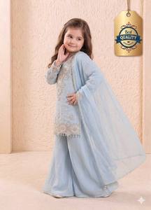 Conjunto de Kurti y Palazzo Fox Georgette para Niñas con Bordado de Lentejuelas de 3mm y Dupatta Elegante, Ropa al por Mayor - Product Image 1