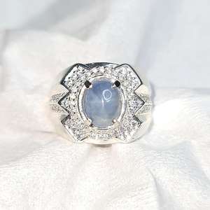 Blue Sapphire <b>Mens</b> <b>Ring</b> Alpaca Mixed Metal Handmade Mogok Sapphire Silver Gemstone Luxury Jewelry Gift For <b>Men</b> - Product Image 5