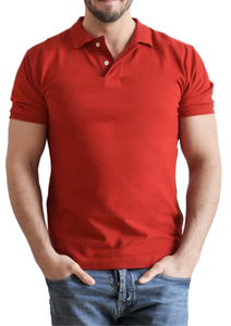 Polo pour homme avec logo personnalisé, motif uni, tissu tricoté en mélange polyester-coton - Product Image 6