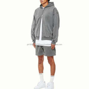 Ventes en gros de sweats à capuche personnalisés en coton 100% pré-rétréci, fermeture éclair bidirectionnelle, double capuche, sweat à capuche lavé pour hommes - Product Image 3