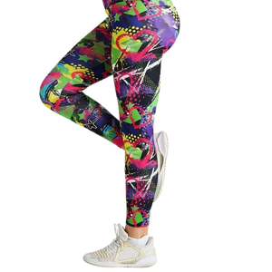 Leggings de sport pour femmes à taille haute, motif géométrique coloré personnalisé, extensibles et confortables, de qualité supérieure - Product Image 1
