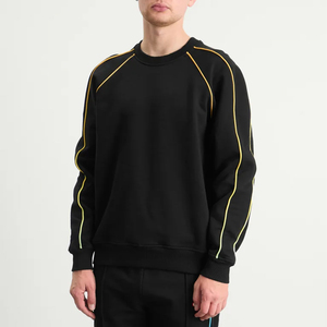 Sweat-shirt personnalisé pour homme, noir, manches raglan, col rond, coupe classique, couleur unie, tricoté, pull décontracté, vêtements d'automne - Product Image 1
