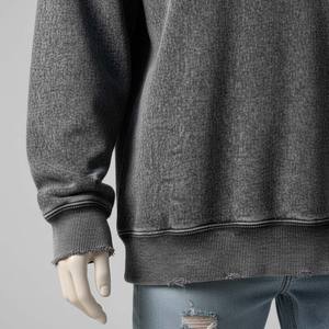 เสื้อสเวตเชิ้ตสไตล์กรันจ์ แอซิดวอช สำหรับฤดูหนาว สีเทาชาร์โคล ชายเสื้อแบบดิสเทรส ทรงโอเวอร์ไซส์ คอกลม ผ้าเทอร์รี่คอตตอน ไม่หดตัว - Product Image 6