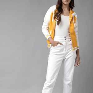 Sudadera con Capucha Unisex Amarilla y Blanca, Manga Raglán, Tejido Casual, Color Sólido, Otoño, Corte Regular, Transpirable - Product Image 5