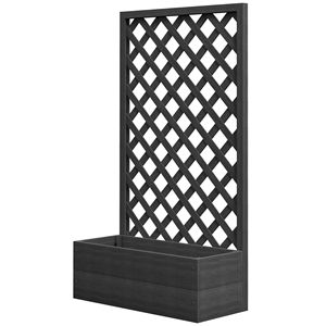Jardinière et potager surélevé noirs pour plantes grimpantes d'extérieur avec treillis - Product Image 1