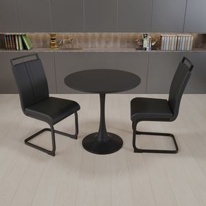 Tavolo da pranzo circolare nero Tulip da 31,5 pollici, tavolo da cucina per 2-4 persone con piano e base in MDF - Product Image 3