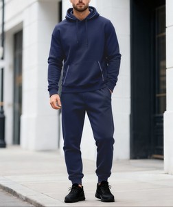 Autumn Winter Men's Casual Athletic Hoodie <b>Set</b> with Pocket Fleece Fabric Breathable 400 GSM - Product Image 1