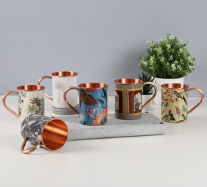 Designer Copper Tumbler with Handle Contemporary Drinkware Mug for <b>Tea</b> Coffee and Cocktail Serving Use - Product Image 1