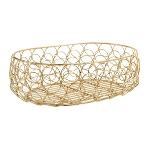 Nouvelle corbeille à fruits en fil métallique doré, décorative, ronde, pour centre de table, organisateur de rangement de cuisine - Product Image 1