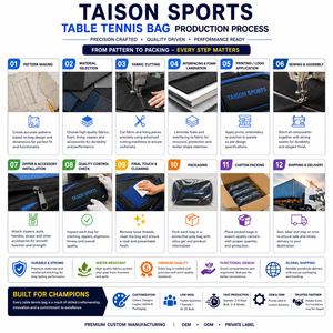 TAISON SPORTS TS-SP-0322 168 GSM Heavy Duty PU 30-40L <b>Table</b> <b>Tennis</b> Gear Bag Red Black Cushioned Panel Custom Logo - Product Image 4