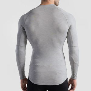 Camiseta de Compresión Gris para Hombre, Tejida, de Manga Larga, Secado Rápido, para Gimnasio, de Poliéster y Elastano, para Fitness y Deportes - Product Image 3