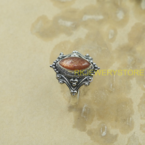 Natural Sunstone 925 Sterling <b>Silver</b> <b>Ring</b> Handmade Vintage Designer Marquise Cabochon Gemstone Jewelry Women <b>Statement</b> <b>Ring</b> Men - Product Image 6
