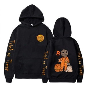 <b>Mens</b> <b>White</b> Oversized Hoodie Halloween Pumpkin Cartoon Print Trick or Treat Pullover <b>Sweatshirt</b> - Product Image 1