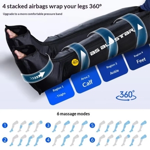 Masseur de jambes All Star à 4 chambres, rechargeable par USB, contrôle de la durée, télécommande sans fil - Product Image 5