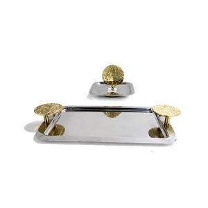 Metal Marble & Wood Contemporary Round Serving Tray/<b>Platter</b>-Eco-Friendly <b>Disposable</b> Party <b>Platter</b> - Product Image 1