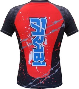 เสื้อรัดกล้ามเนื้อแขนสั้นสำหรับ MMA BJJ ยี่ห้อ Farabi แบบขายส่ง แห้งเร็ว ยืดหยุ่นได้ดี เหมาะสำหรับกีฬาต่อสู้ มวยไทย พร้อมโลโก้ด้านหน้า - Product Image 6