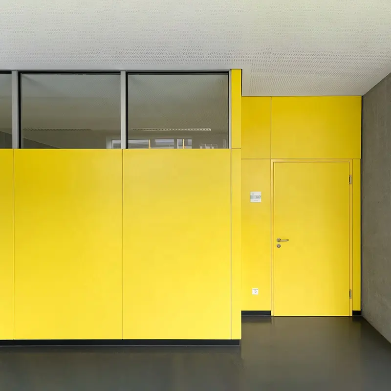 Customized aluminum office double single glazed glass partition walls with steel solid panel