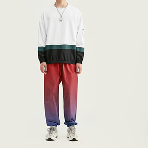 Men’s Gradient Jogger Pants Casual 100% Cotton Lightweight <b>Drawstring</b> Elastic Ankle Cuff Streetwear <b>Trousers</b> Eco Friendly - Product Image 2