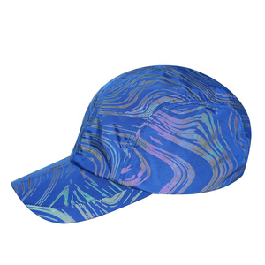 Casquette de baseball unisexe ajustée à 6 panneaux, motif géométrique bleu, pour l'extérieur, décontractée, printemps-été, respirante, imperméable, en polyester - Product Image 1