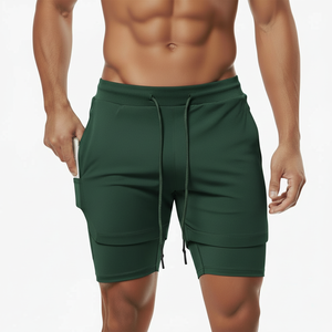 Quick Dry Hot Sale Cheap Custom Logo Two in One Sports Running Workout Shorts for Men Polyester Spandex Double <b>Layer</b> Shorts - Product Image 5