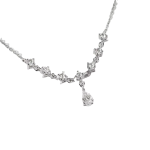 Collar de Diamantes en Forma de Lágrima de Alta Calidad con Engaste de Puntas, Oro Sólido de 18K, Diamantes con Corte Pera y Redondo Certificados por IGI, Joyería Fina Elegante - Product Image 1