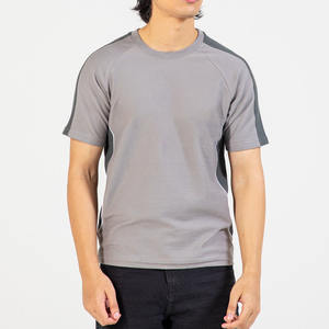 Wholesale Sports Style T-<b>Shirt</b> Grey & <b>White</b> Piping Design Crew Neck T-<b>Shirt</b> Breathable <b>Short</b> <b>Sleeve</b> OEM Custom Athletic T-<b>Shirt</b> - Product Image 1