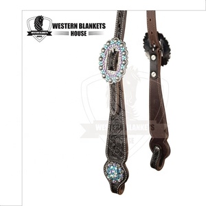 CABECERO DE DOS OREJAS DE CUERO ARGENTINA DE ALTA CALIDAD INTELIGENTE DE CALIDAD PREMIUM CON CONCHOS Y HEBILLAS DE PLATA - Product Image 6