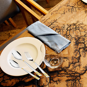 24K Gold Plated Stainless Steel Cutlery <b>Set</b> <b>18</b>-<b>Piece</b> <b>Dinner</b> Fork Tea <b>Set</b> | Premium Leatherette Gift Box | Dishwasher Safe - Product Image 4