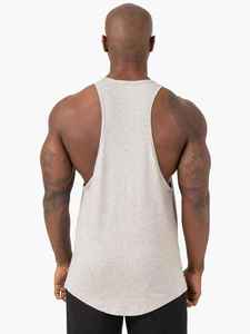Camiseta sin Mangas Gris para Hombre, Cuello Redondo, 100% Algodón, Tejido Casual, Color Sólido, Ropa Deportiva - Product Image 5