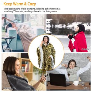 เสื้อคลุมฮู้ดแบบมีซับในนุ่มสบาย พร้อมหมวก กระเป๋า 2 ช่อง และกระดุม ผ้าคลุมไหล่แบบพอนโช - Product Image 6