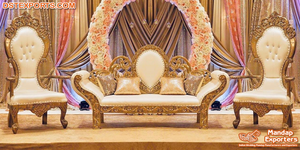 ชุดโซฟาแกะสลักสำหรับเวทีงานแต่งงานเจ้าสาวเจ้าสาวชุดโซฟาแกะสลักออกแบบสำหรับเวทีแต่งงานแบบดั้งเดิม - Product Image 4