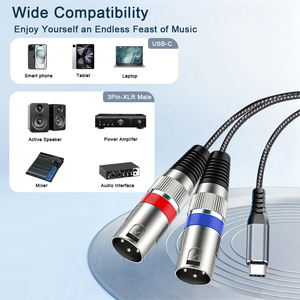 Cavo Audio USB C a Doppio <span class=keywords><strong>XLR</strong></span> Maschio in Nylon, Lunghezza 1M/2M/3M, OEM di Fabbrica, per Amplificatori, Monitor, Telefoni Cellulari e Altoparlanti - Product Image 4