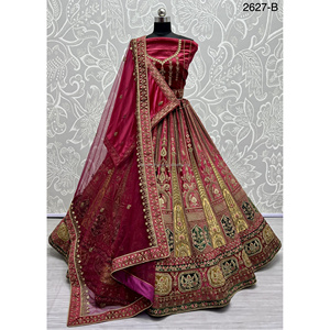 Collections de velours de vêtements de mariée indiens pour la mariée avec le travail de Zarkhan par Fabzone - Product Image 2